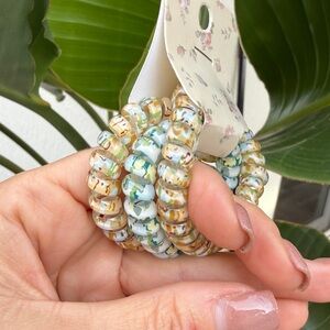 Super cute floral hair coil scrunchies blueberry muffin 😍😍😍